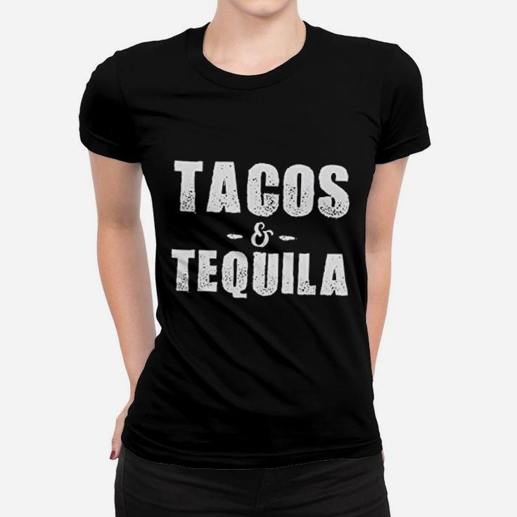 Tacos And Tequila Off Shoulder Tops White Mexican Vacation Funny Saying Women T-shirt