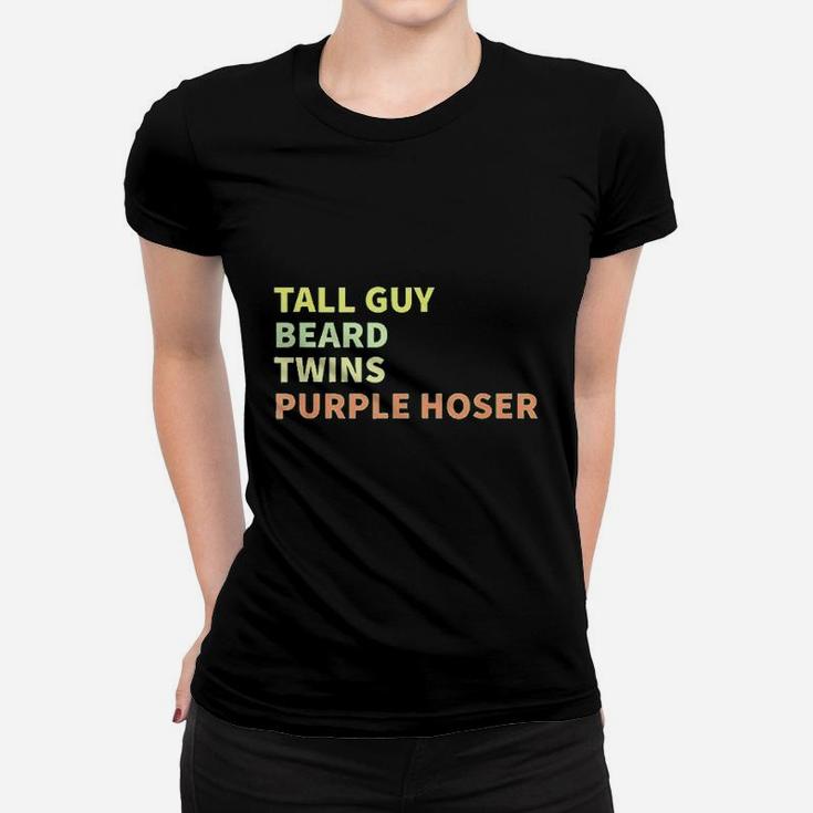 Tall Guy Beard Twins Purple Hoser Women T-shirt