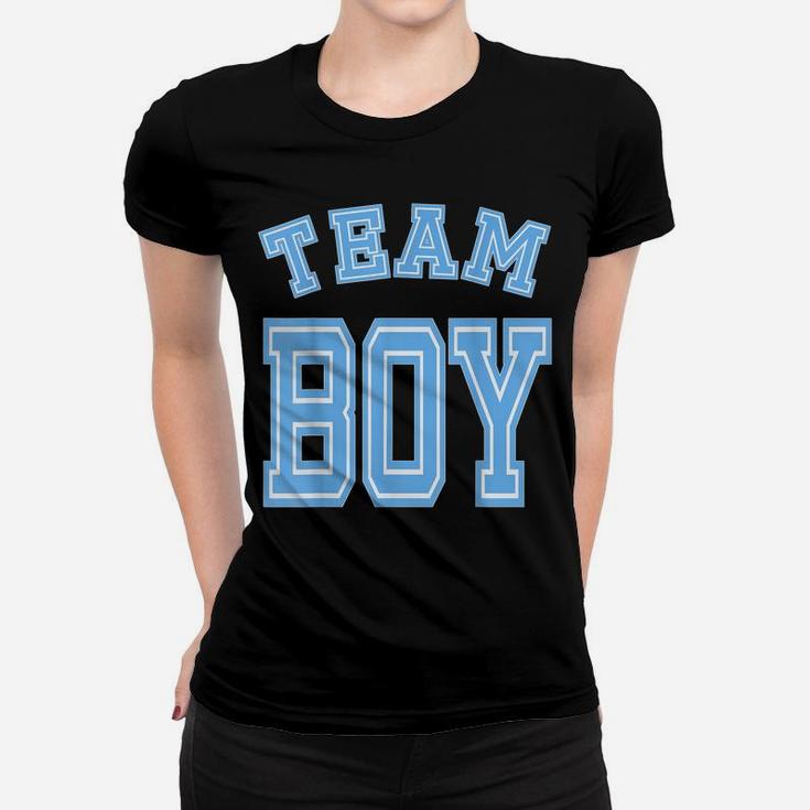 Team Boy Gender Reveal Party Baby Shower Cute Funny Blue Women T-shirt