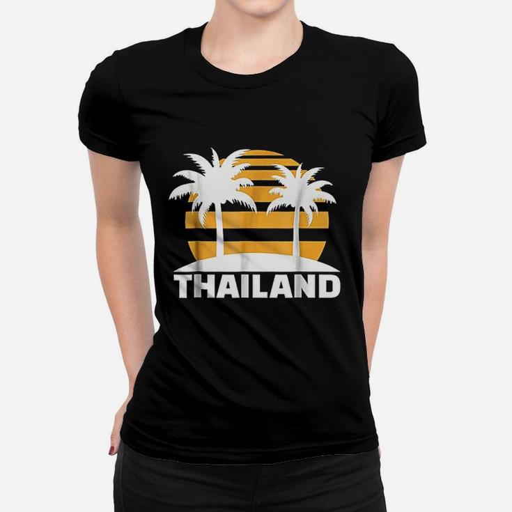 Thailand With Palm Tree And Sunset Retro Women T-shirt