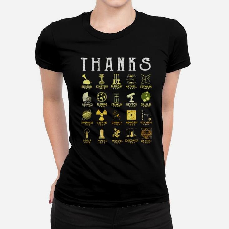 Thanks Edison Einstein Faraday Maxwell Feynman Women T-shirt