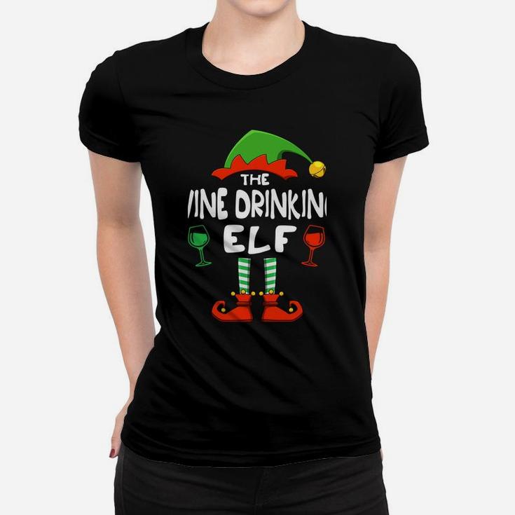 The Wine Drinking Elf Funny Matching Family Christmas Sweatshirt Women T-shirt