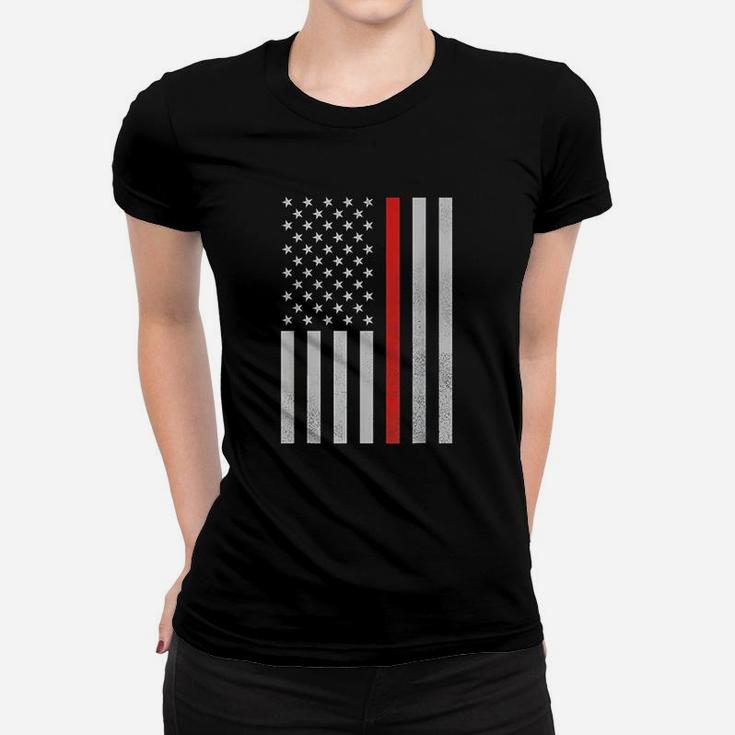 Thin Red Line  Firefighter American Flag Women T-shirt