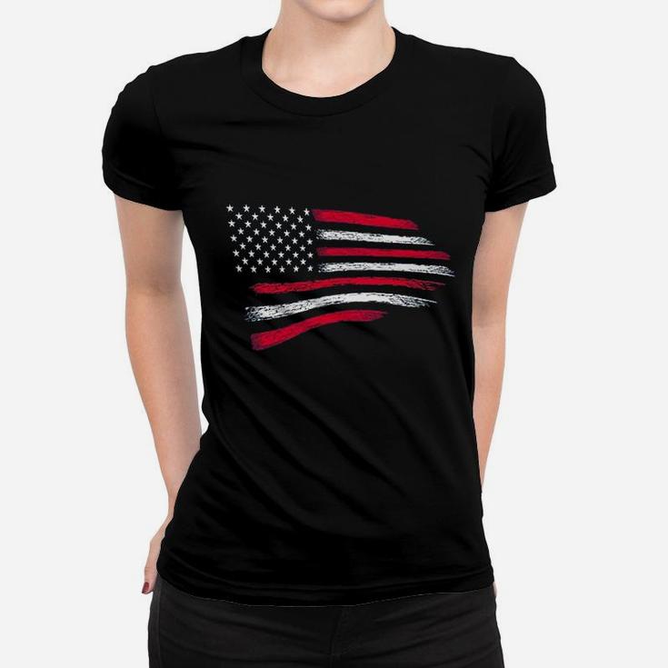 Thin Red Line Patriotic Firefighter Usa Flag Women T-shirt