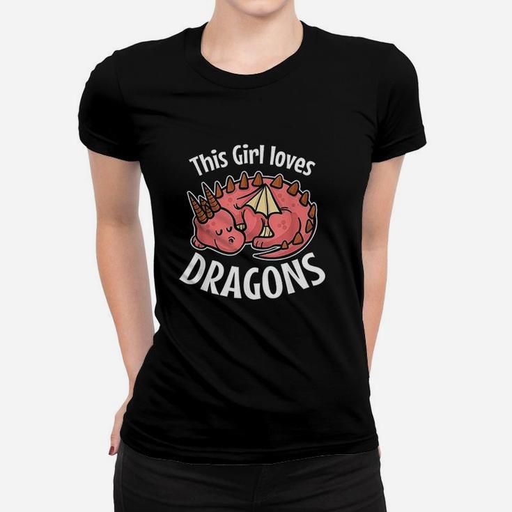 This Girl Loves Dragons Girls Dragon  Pajamas Gift Women T-shirt