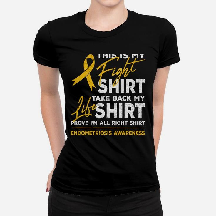 This Is My Fight Shirt Endometriosis Awareness Yellow Ribbon Women T-shirt