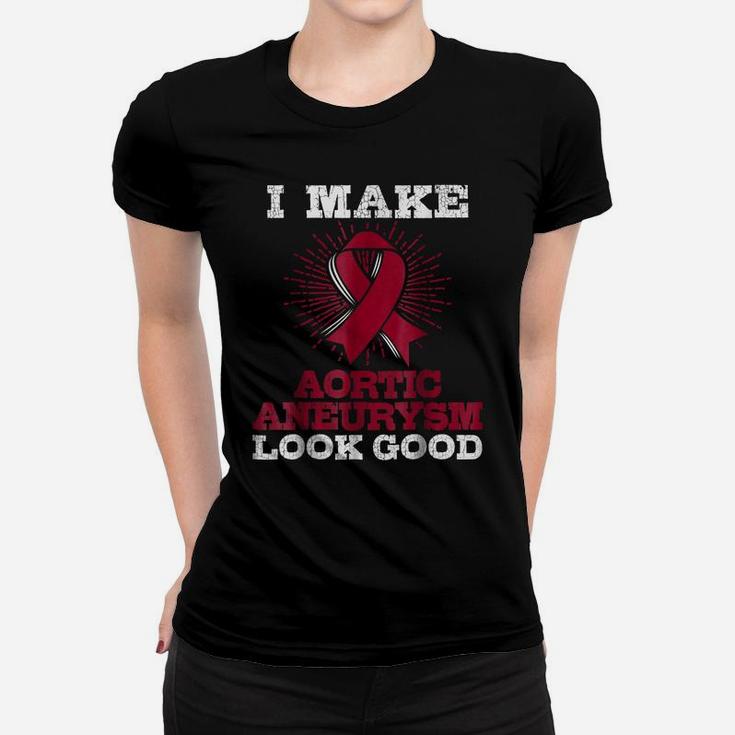 Thoracic Aortic Aneurysm Awareness  Burgundy Ribbon Women T-shirt