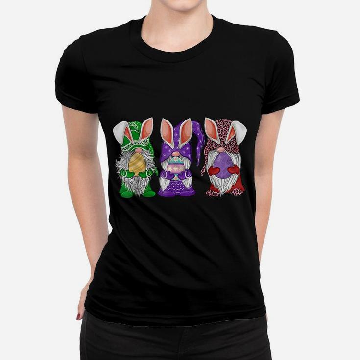 Three Gnome Easter Hippie Egg Hunting Costumer Bunnies Women T-shirt