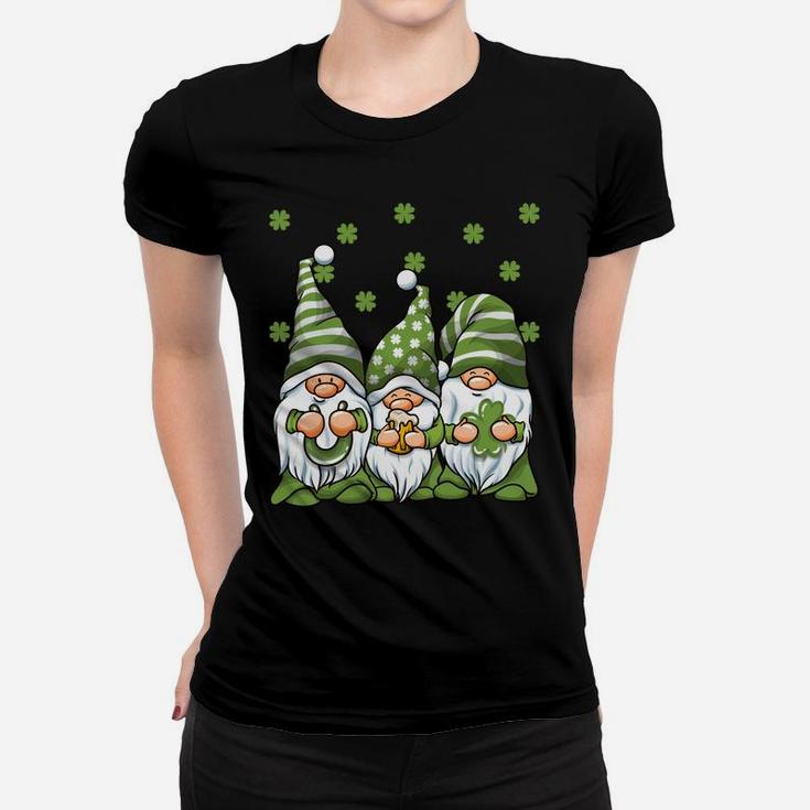 Three Green Irish Gnomes Shamrock Clover St Patrick's Day Women T-shirt