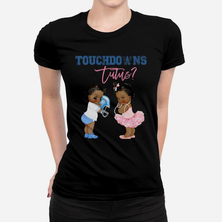 Touchdown Or Tutus Gender Reveal Family Baby Shower Matching Women T-shirt