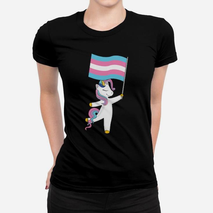 Transgender Unicorn Trans Pride Lgbt Flag Pronouns Lives Women T-shirt