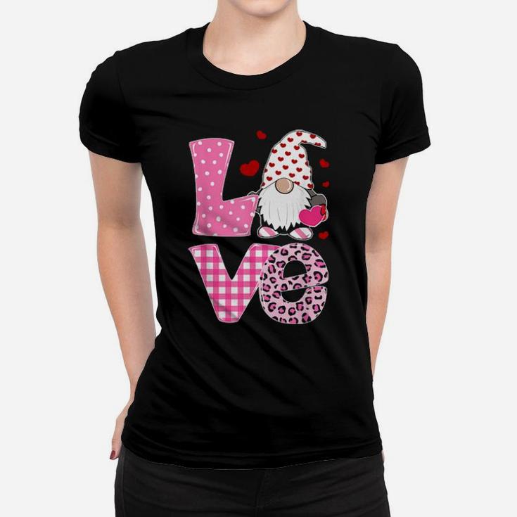 Tu Love Gnome Pink Leopard Plaid Costume Valentine Gifts Women T-shirt
