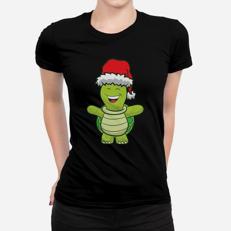 Turtle With Santa Hat Cute Turtle Christmas Sweatshirt Women T-shirt