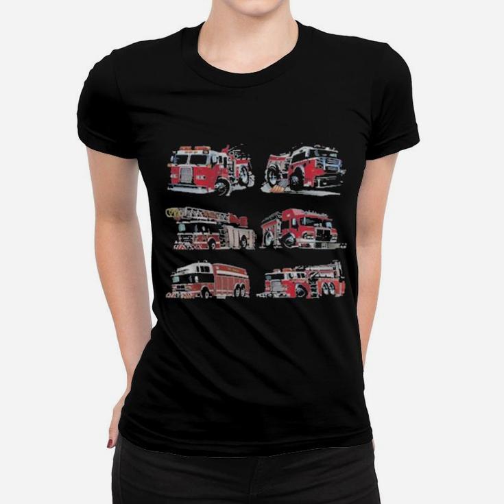 Types Of Fire Truck Boy Toddler Kids Firefighter Xmas Women T-shirt
