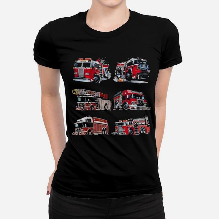 Types Of Fire Truck Boy Toddler Kids Firefighter Xmas Women T-shirt