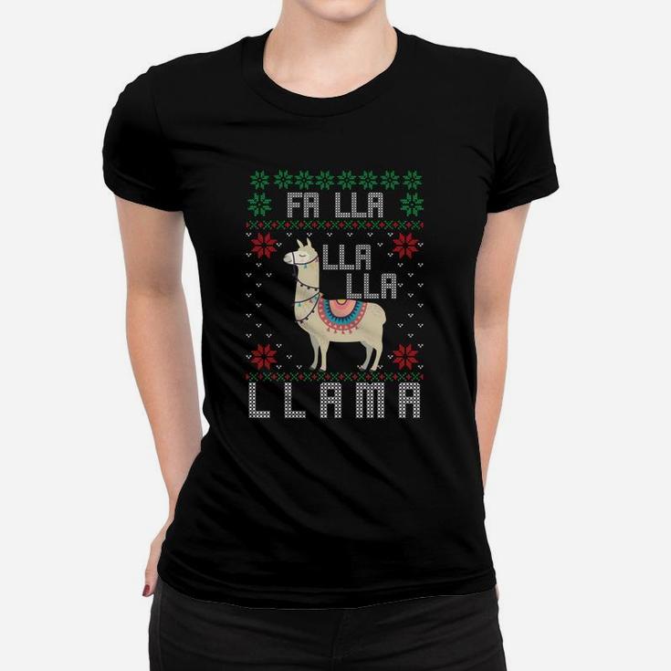 Ugly Christmas Sweater Llama Funny Holiday Sweatshirt Women T-shirt