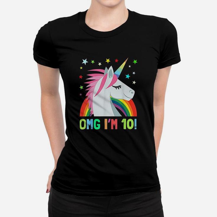 Unicorn Birthday For 10 Year Old Girls Boys Omg Gift Women T-shirt