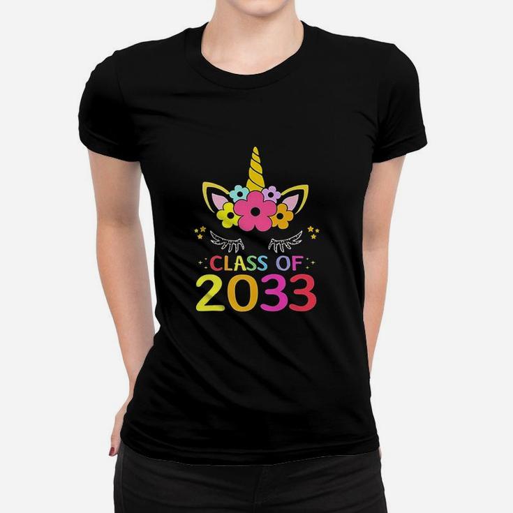 Unicorn Face Class Of 2033 First Day Kindergarten Girls Gift Women T-shirt