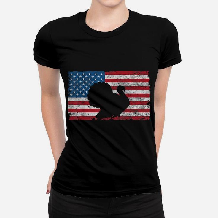 Us America Flag Turkey Day Hunting Thanksgiving Women T-shirt