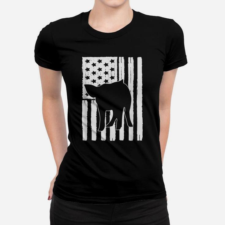 Usa American Flag Pig Theme Idea For Farm Animal Lovers Women T-shirt