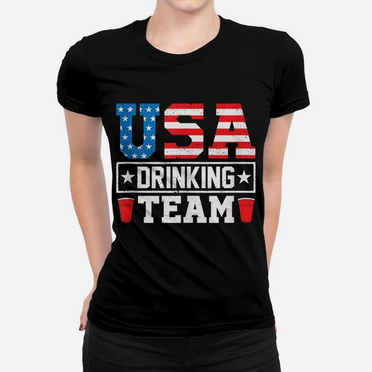 Usa Drinking Team Funny Drinking Beer Lover Gift Women T-shirt