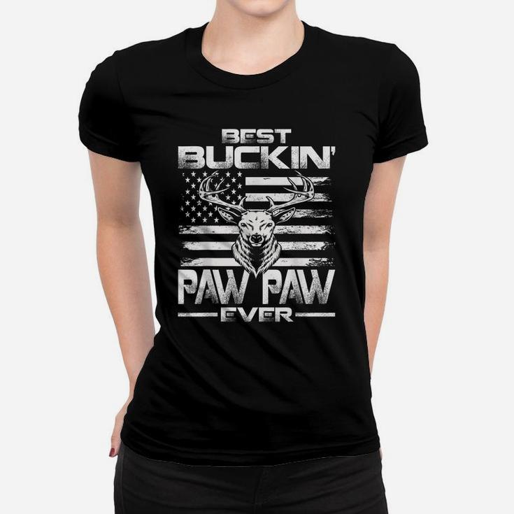 Usa Flag Best Buckin' Paw Paw Ever Deer Hunting Women T-shirt
