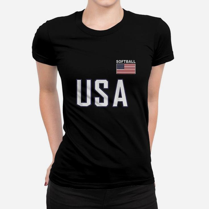 Usa Flag Softball Pocket Team Jersey Gift Top Women T-shirt