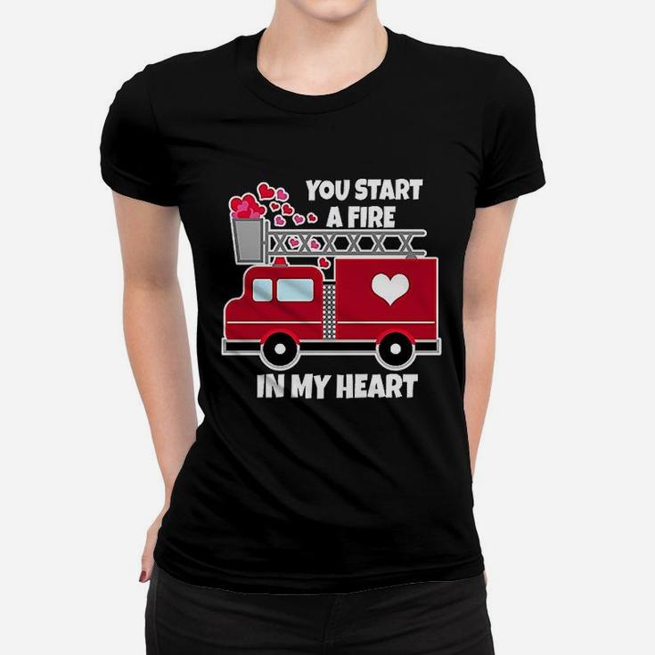 Valentine Fire Truck Women T-shirt