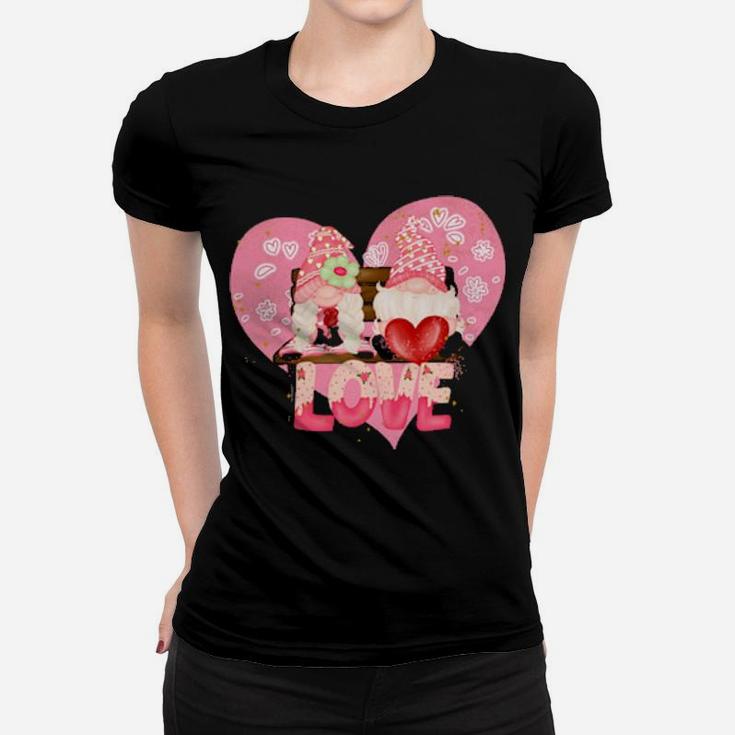 Valentine Gnomes Holding Hearts Valentines Day Gnome Love Classic Women Women T-shirt
