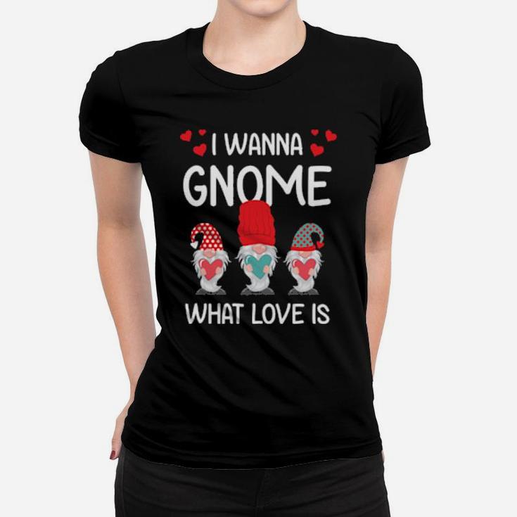 Valentine Humor His And Her I Want Gnome What Love Is Women T-shirt