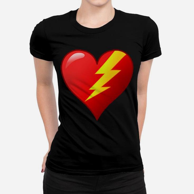 Valentine Lightning Heart Lightning Bolt In Red Heart Women T-shirt