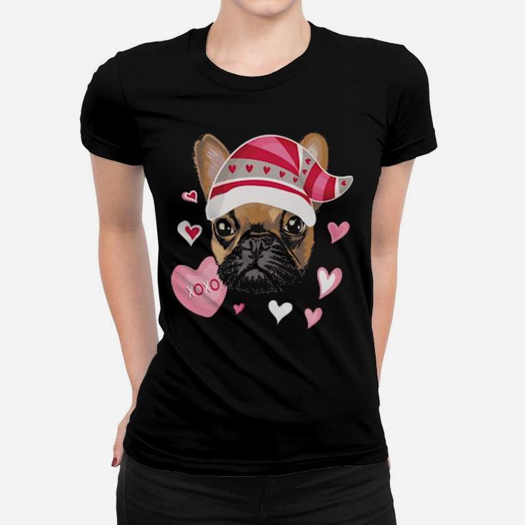 Valentine's Day French Bulldog Gnome Hearts Frenchie Women T-shirt