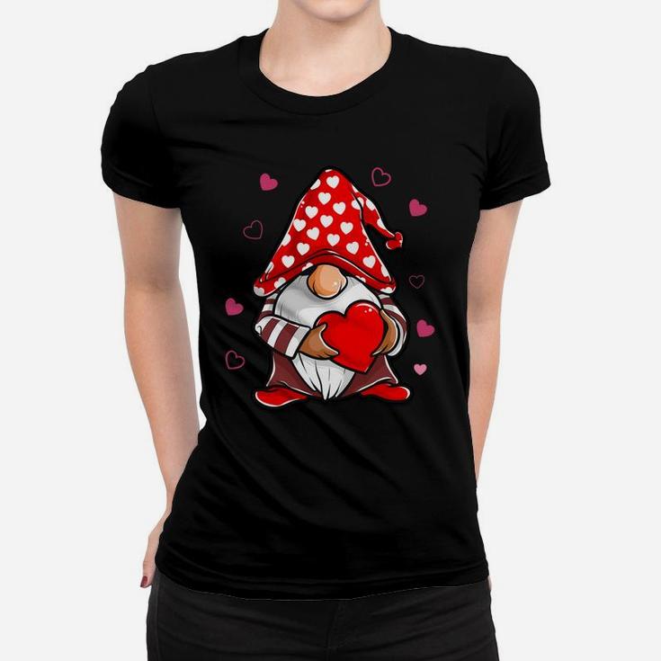 Valentine's Day Gnome Love Holding Red Heart Funny Gifts Women T-shirt