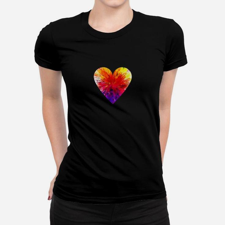 Valentine's Day Love Heart Prism Geometric Colorful Women T-shirt