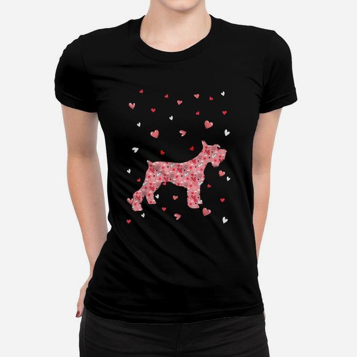 Valentines Day Love Hearts Schnauzer Dog Puppy Lover Women T-shirt