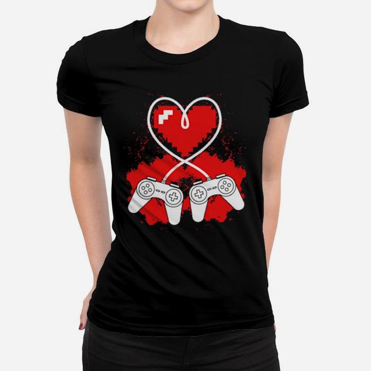 Valentine's Day Video Game Controller Heart Gamer Boys Women T-shirt