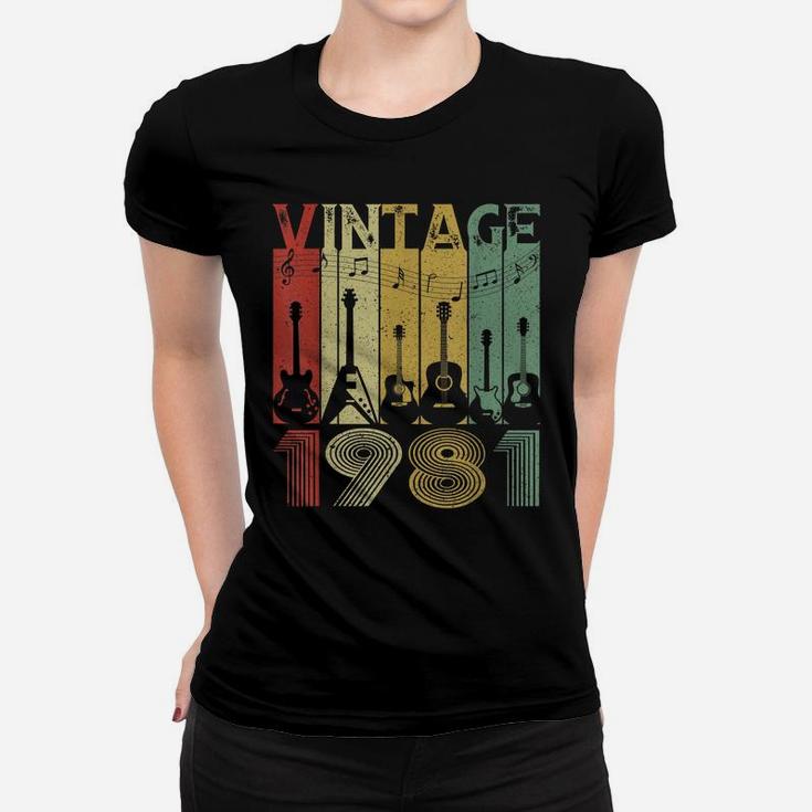 Vintage 1981 Tee 39Th Birthday Gifts Guitarist Guitar Lover Women T-shirt
