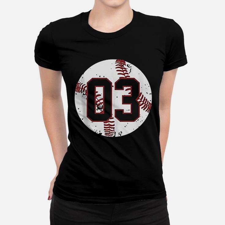 Vintage Baseball Number 03 Cool Softball Mom Gift Women T-shirt