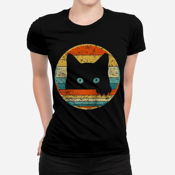 Vintage Black Cat Lover Retro Style Cats Kitten Kitty Gift Raglan Baseball Tee Women T-shirt