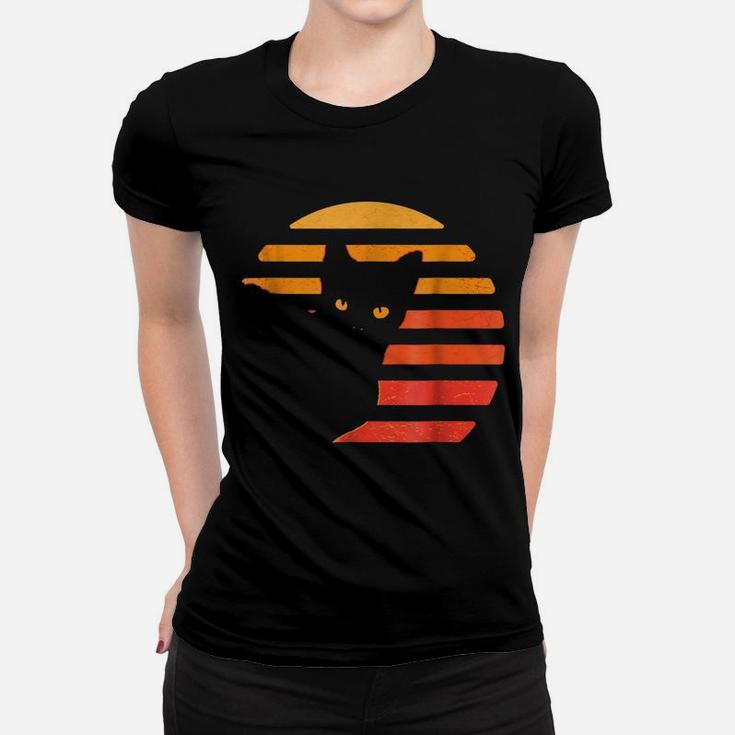 Vintage Black Cat Shirt Cats Lovers Gifts Women T-shirt