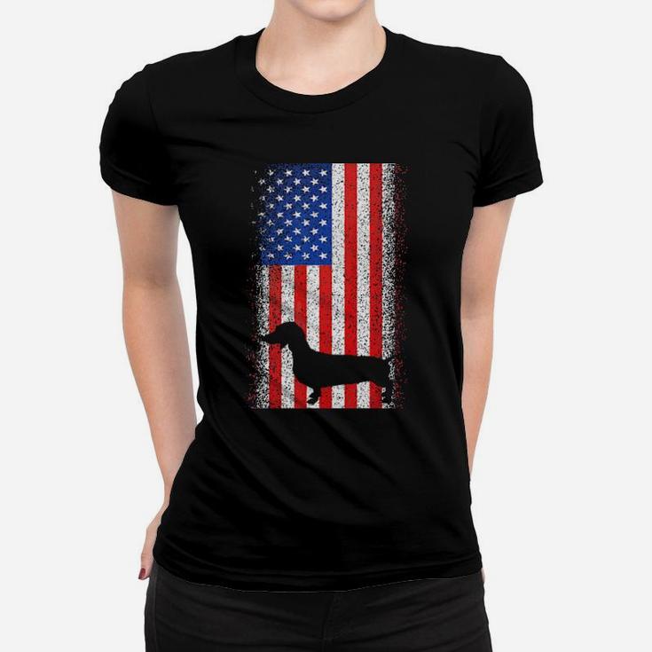 Vintage Dachshund America Flag Patriotic 4Th Of July Gift Women T-shirt