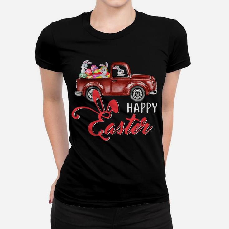 Vintage Easter Truck Bunny Eggs Truck Egg Hunting Women T-shirt