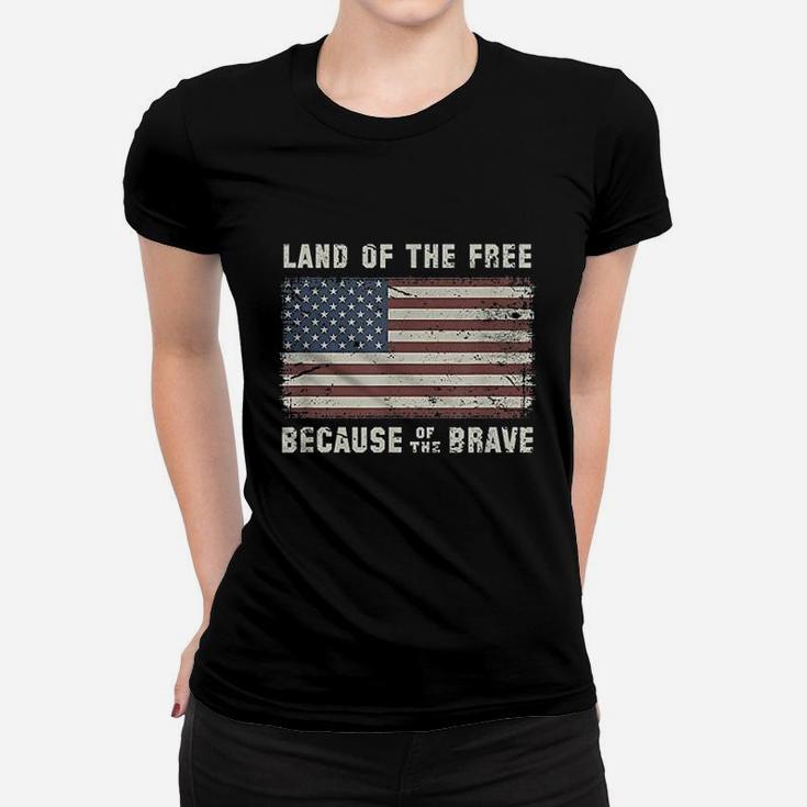 Vintage Flag Land Of The Free Because Of The Brave Women T-shirt