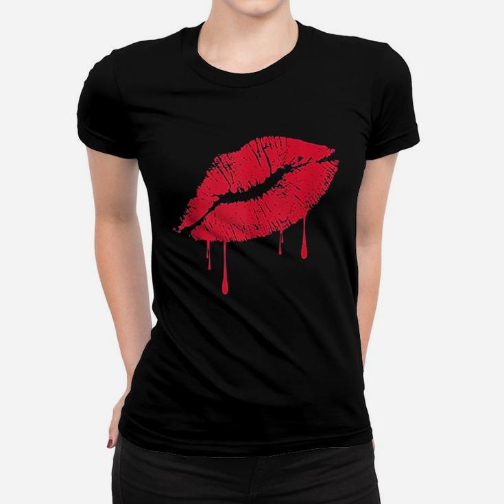 Vintage Red Lipstick Kiss  Hot 80S Drip Lips Women T-shirt