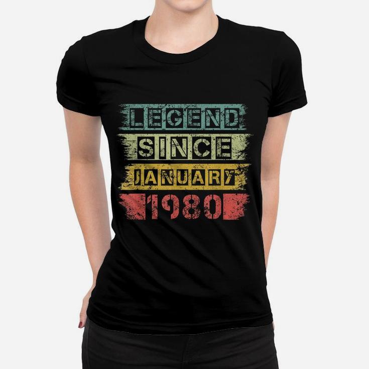 Vintage Retro Legend Since January 1980 40Th Birthday Gift Women T-shirt