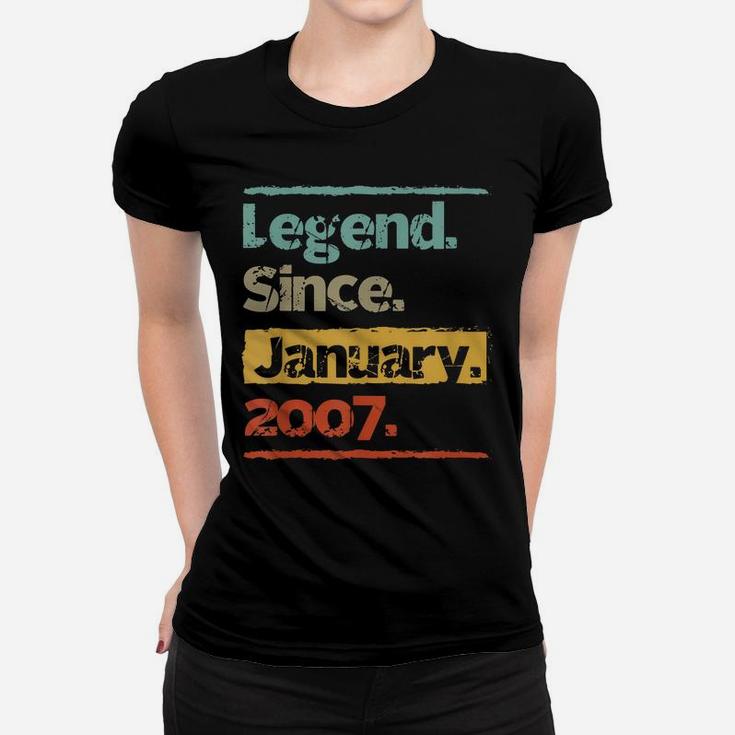 Vintage Retro Legend Since January 2007 13Th Birthday Gift Women T-shirt