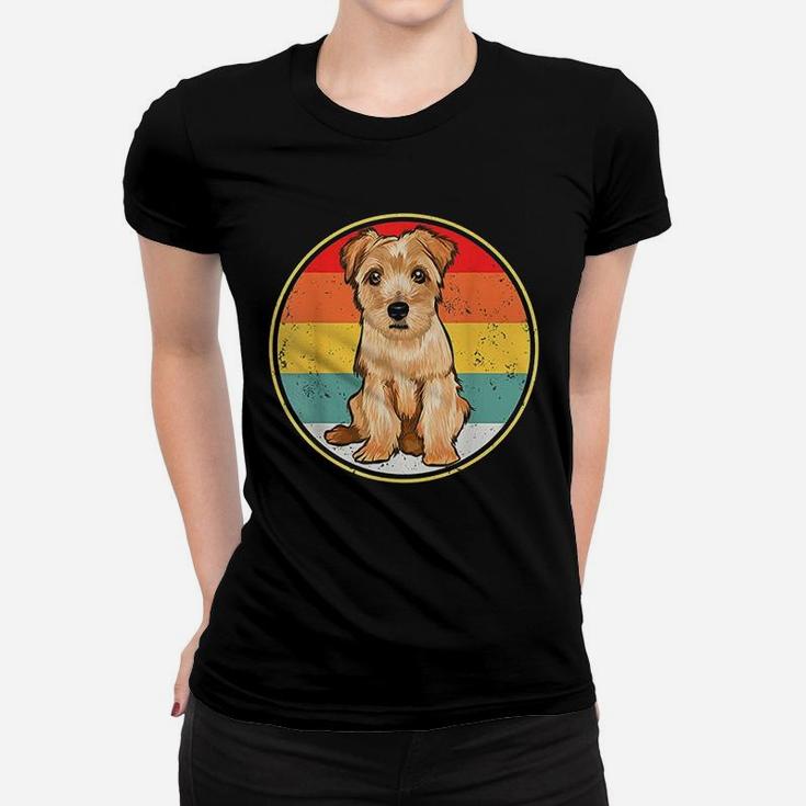 Vintage Retro Sunset Norfolk Terrier Dog Women T-shirt