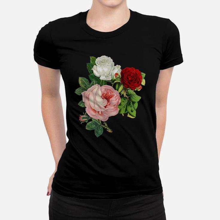 Vintage Roses Flower Floral Illustration Blossom Lovers Gift Women T-shirt