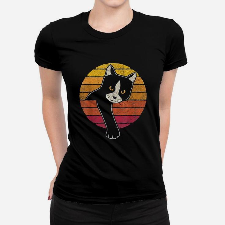 Vintage Style Tuxedo Cat Retro Sunset Women T-shirt