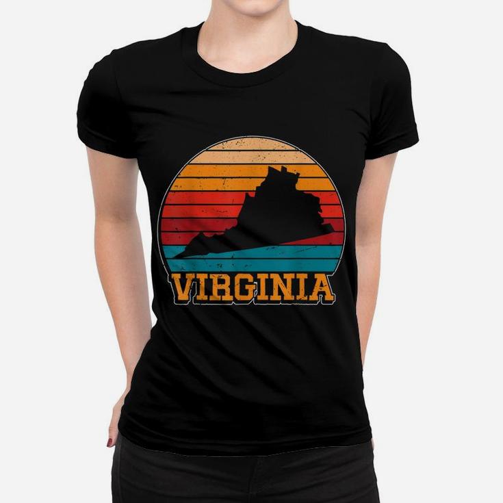 Virginia Retro Vintage Sunset Us State Virginia Silhouette Women T-shirt